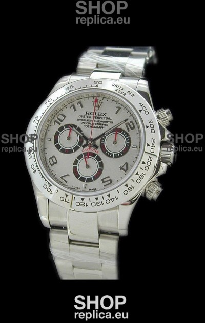Rolex Daytona Cosmograph Swiss Replica Steel Watch in Silver Dial