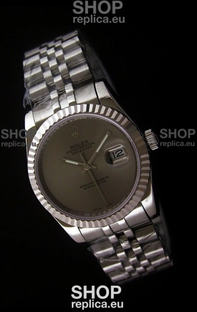 Rolex Datejust Mens Japanese Replica Watch in Grey Dial