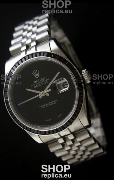 Rolex Datejust Swiss Replica Automatic Watch in Black Dial