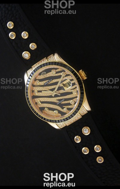 Rolex DateJust Rose Gold Diamond Swiss Replica Watch