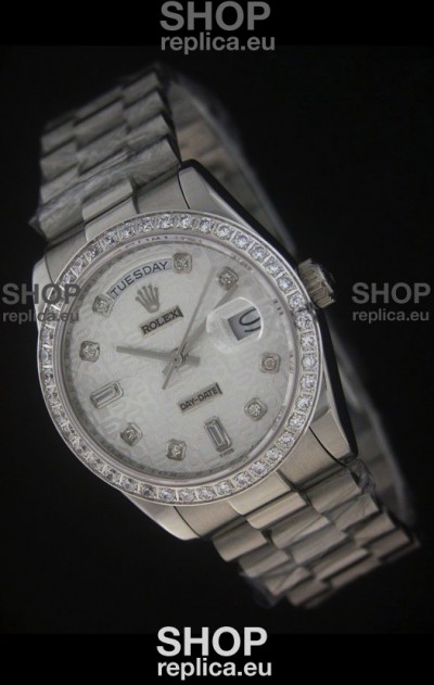 Rolex Day Date Just swiss Replica Silver White Watch