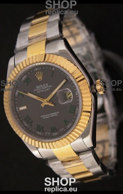Rolex Day Date Just swiss Replica Two Tone Gold Watch in Grey Dial