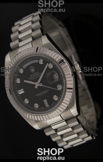Rolex Oyster Perpetual Day Date Swiss Replica Watch in Black Dial