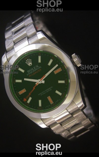 Rolex Oyster Perpetual Milgauss Swiss Replica Watch in Black Dial