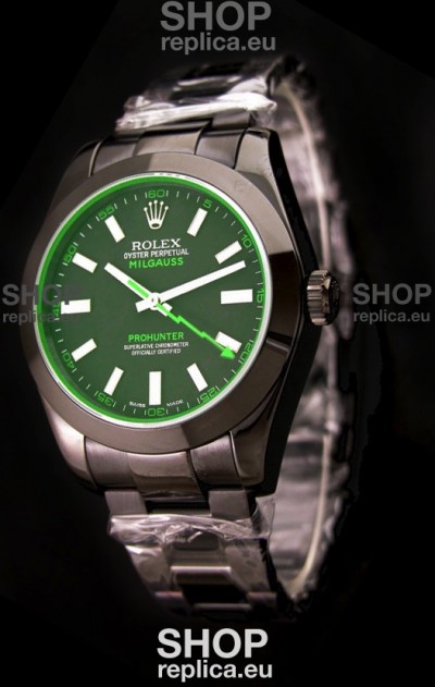 Rolex Milguass Prohunter Swiss PVD Watch in Green Dial