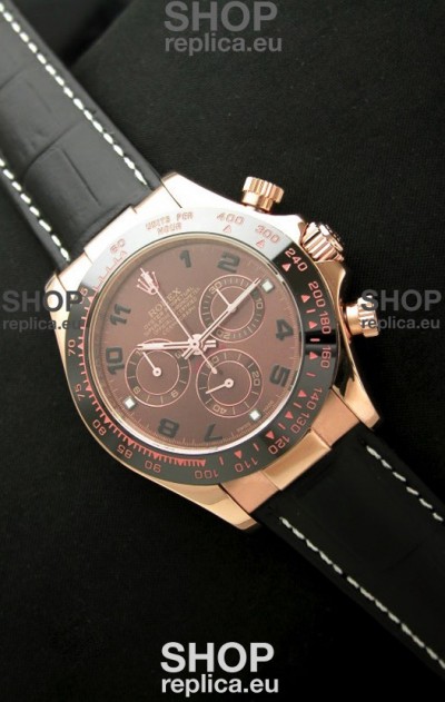Rolex Daytona Cosmograph Swiss Rose Gold Replica Watch in Brown Dial
