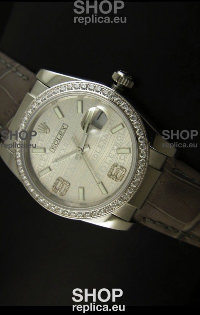 Rolex Replica Datejust Swiss Replica Watch - 37MM - Grey Dial/Strap