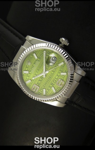 Rolex Replica Datejust Swiss Replica Watch - 37MM - Green Dial/Strap