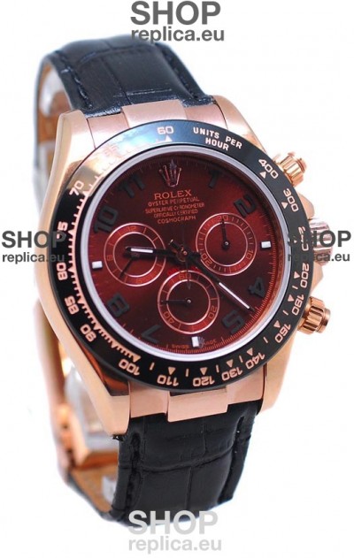 Rolex Daytona Chronograph MonoBloc Cerachrom Bezel Swiss Replica Rose Gold Plated Watch