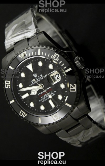 Rolex Pro Hunter Submariner Swiss Replica PVD Watch in Carbon Dial