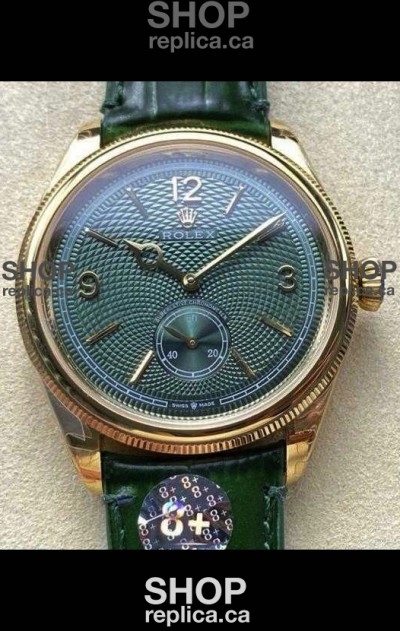 Rolex 1908 Perpetual in Yellow Gold Casing Green Dial Swiss Replica Watch 
