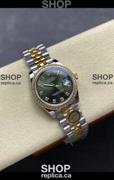 Rolex Super Clone Datejust 31MM Green Dial Yellow Gold Super Clone Watch 