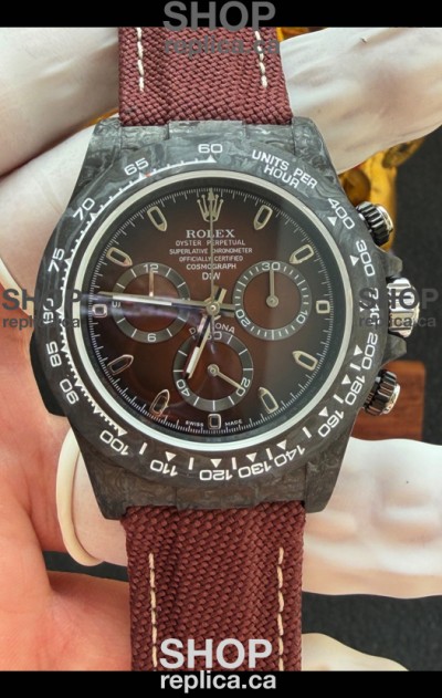 Rolex Daytona DiW Black Carbon Fiber Brown Dial Super Clone Watch 