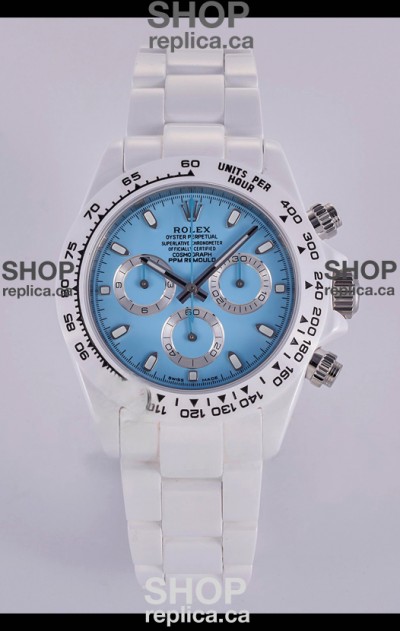 Rolex Daytona AET White Ceramic Blue Dial 4130 Movment Super Clone Watch 