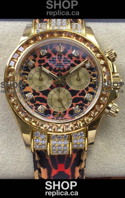 Rolex Daytona 116598 Leopard Yellow Gold Super Clone Watch 