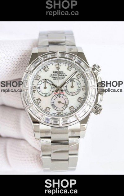 Rolex Daytona 116519 Stainless Steel White Pearl Dial Super Clone Watch 