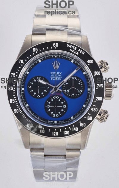 Rolex Daytona Paul Newman Blue Dial Custom Modded 4130 Mvnt Swiss Replica