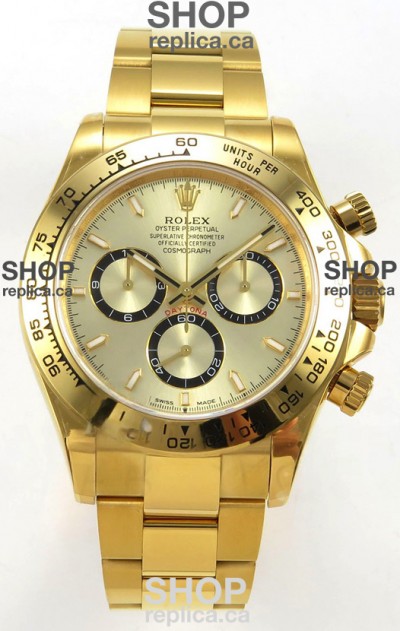 Rolex Daytona 126508 Yellow Gold Dial FREE SPRUNG MVMT Super Clone Watch 