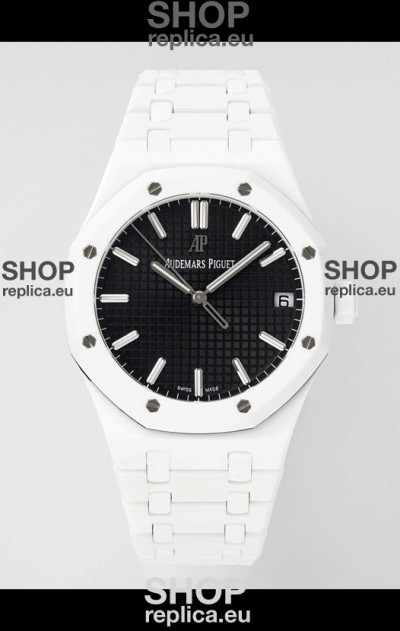 Audemars Piguet Royal Oak 15500 White Ceramic Super Clone Black Dial Watch 