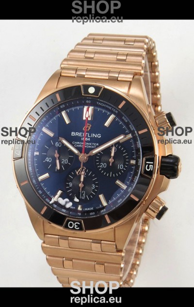 Breitling Chronomat Super Clone B01 42 Edition Swiss Rose Gold Casing Blue Dial 