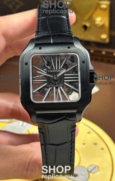 Santos De Cartier Super Clone Watch in Skeleton Dial PVD MLF Coating Watch 