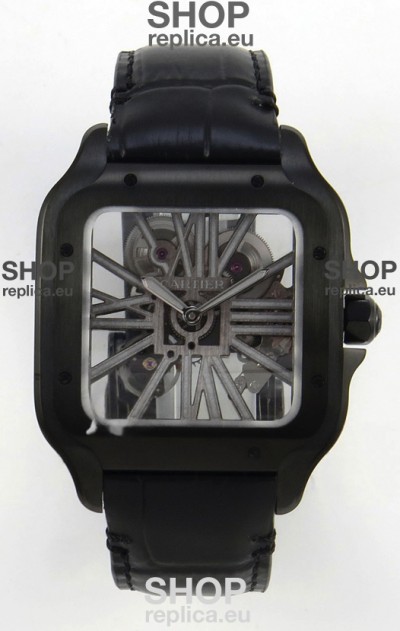 Santos De Cartier Super Clone Watch in Skeleton Dial PVD MLF Coating Watch 