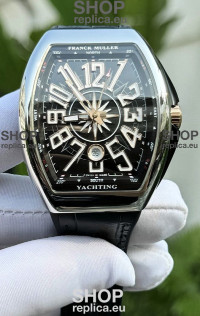 Franck Muller Super Clone Vanguard V45 Yachting Stainless Steel Black Dial Watch