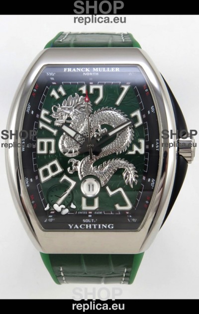 Franck Muller Vanguard Super Clone Yachting Dragon V45 Green Dial Stainless Steel Case Watch 
