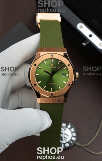 Hublot Super Clone Classic Fusion Titanium Rose Gold Green Dial 42MM Watch