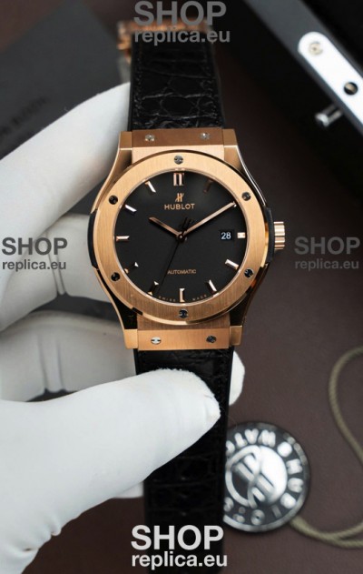 Hublot Super Clone Classic Fusion Titanium Rose Gold Black Dial 42MM Watch