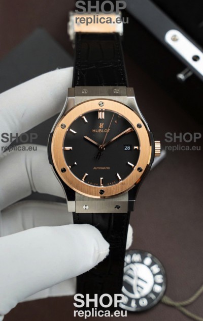 Hublot Super Clone Classic Fusion Titanium Two Tone Rose Gold Black Dial 42MM Watch