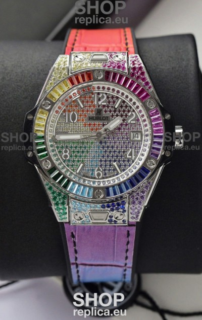 Hublot Big Bang One Click King White Dial Rainbow Diamonds 39MM Watch 
