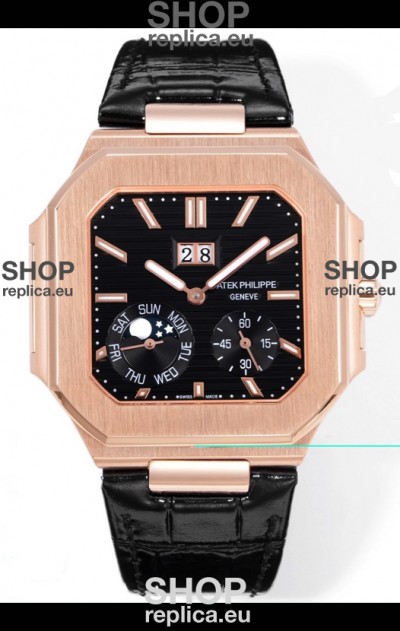 Patek Philippe Cubitus 5822 Rose Gold Casing Black Dial Swiss Replica Watch