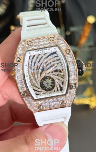 Richard Mille RM51-02 Rose Gold Casing Watch in Mossanites Automatic Movement