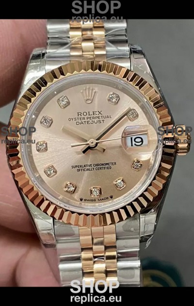 Rolex Datejust Super Clone Green Dial 2 Tone Rose Gold - Gold Dial Watch 28MM