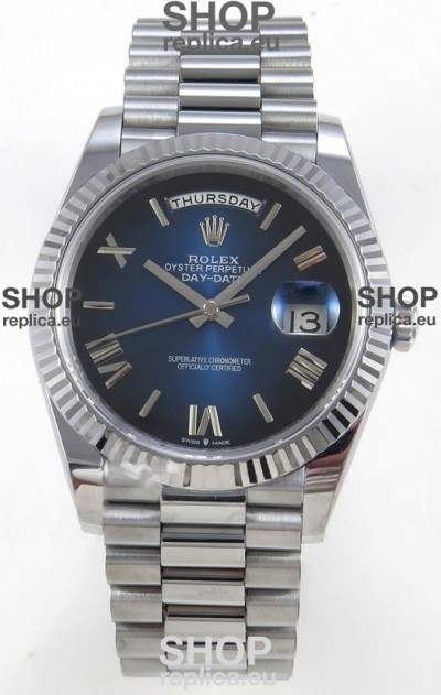 Rolex Day Date Super Clone Blue Roman Dial 40MM 220 Grams Swiss Replica watch 