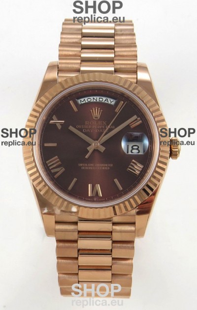 Rolex Day Date Super Clone Brown Dial 40MM 220 Grams Swiss Replica watch 