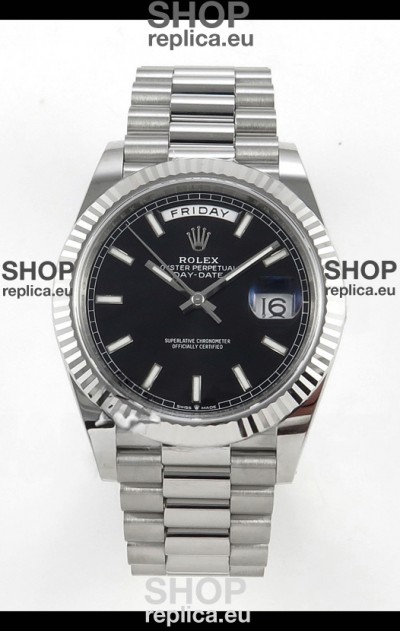 Rolex Day Date Super Clone Black Dial 40MM 210 Grams Swiss Replica watch 