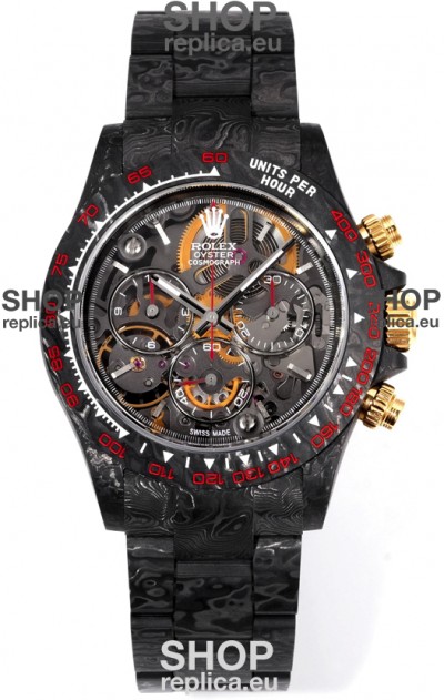 Rolex Daytona Blaken Black Carbon 1:1 Swiss Mirror Replica Skeleton Dial Cal.4130 Movement