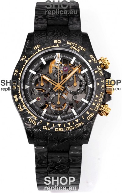 Rolex Daytona Blaken Black Carbon 1:1 Swiss Mirror Replica Skeleton Dial Cal.4130 Movement