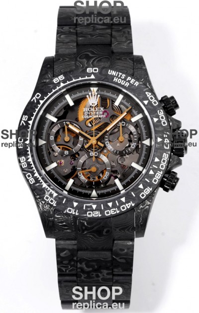 Rolex Daytona Blaken Black Carbon 1:1 Swiss Mirror Replica Skeleton Dial Cal.4130 Movement