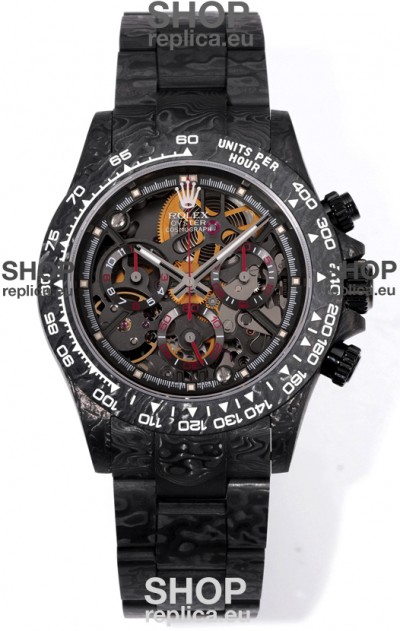 Rolex Daytona Blaken Black Carbon 1:1 Swiss Mirror Replica Skeleton Dial Cal.4130 Movement