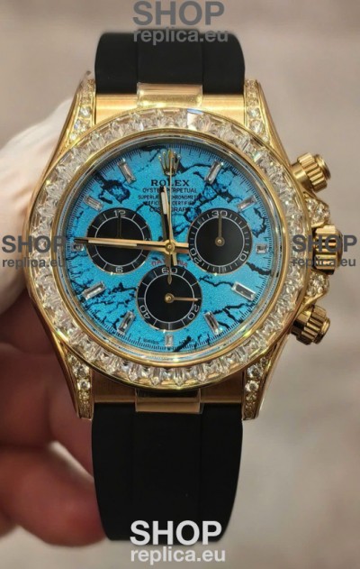 Rolex Daytona Super Clone 126518LN Yellow Gold Turquoise Dial Original Cal.4131 Movement