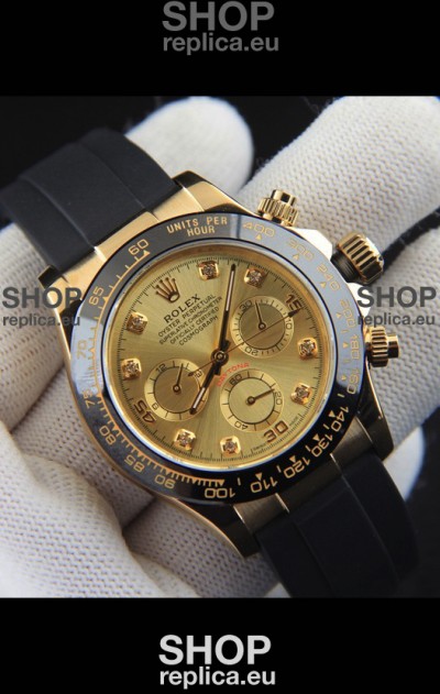 Rolex Daytona Japanese Movement Gold Casing Replica Watch in Gold Dial 