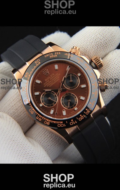 Rolex Daytona Japanese Movement Gold Casing Replica Watch in Brown Dial 