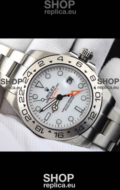 Rolex Explorer II Japanese Movement Replica Watch in Steel Casing White Dial