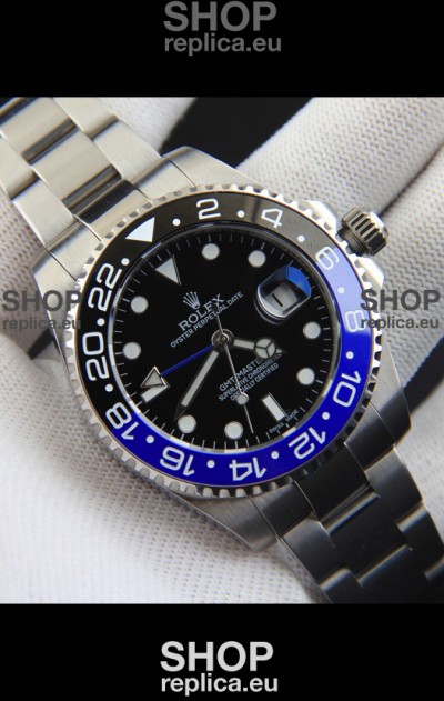Rolex GMT Masters II Japanese Movement Replica Watch Steel Case Black Dial