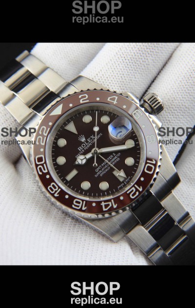 Rolex GMT Masters II Japanese Movement Replica Watch Steel Case Black Dial