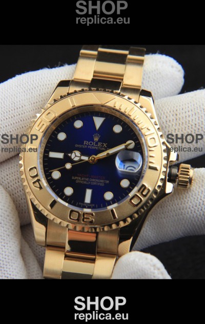 Rolex Yachtmaster Japanese Movement Watch in Gold Casing - Blue dial 37MM