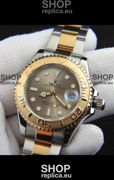 Rolex Yachtmaster Japanese Movement Watch in Two Tone Gold Casing - Gold dial 37MM